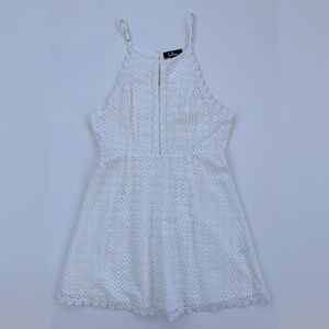 Lulu's White Let Your Heart Go Eyelet Mini Dress Size Large